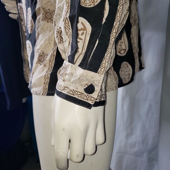 Vintage TESS Silk Blouse Button Down Long Sleeve Top Womens Size Large - Picture 3 of 6